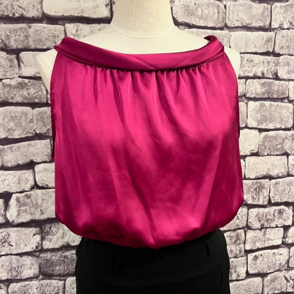 MNG By Mango Purple & Black Sleeveless Cowl Neck Dress Size 8 - Picture 2 of 10